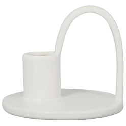 Fabrique de Styles Photophores, Bougeoirs Et Lanternes>Bougeoir avec anse en grès - blue sand Blanc