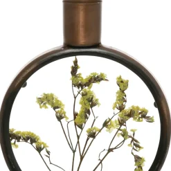 Fabrique de Styles Photophores, Bougeoirs Et Lanternes>Bougeoir en fer (x2) fleurs séchées Brun