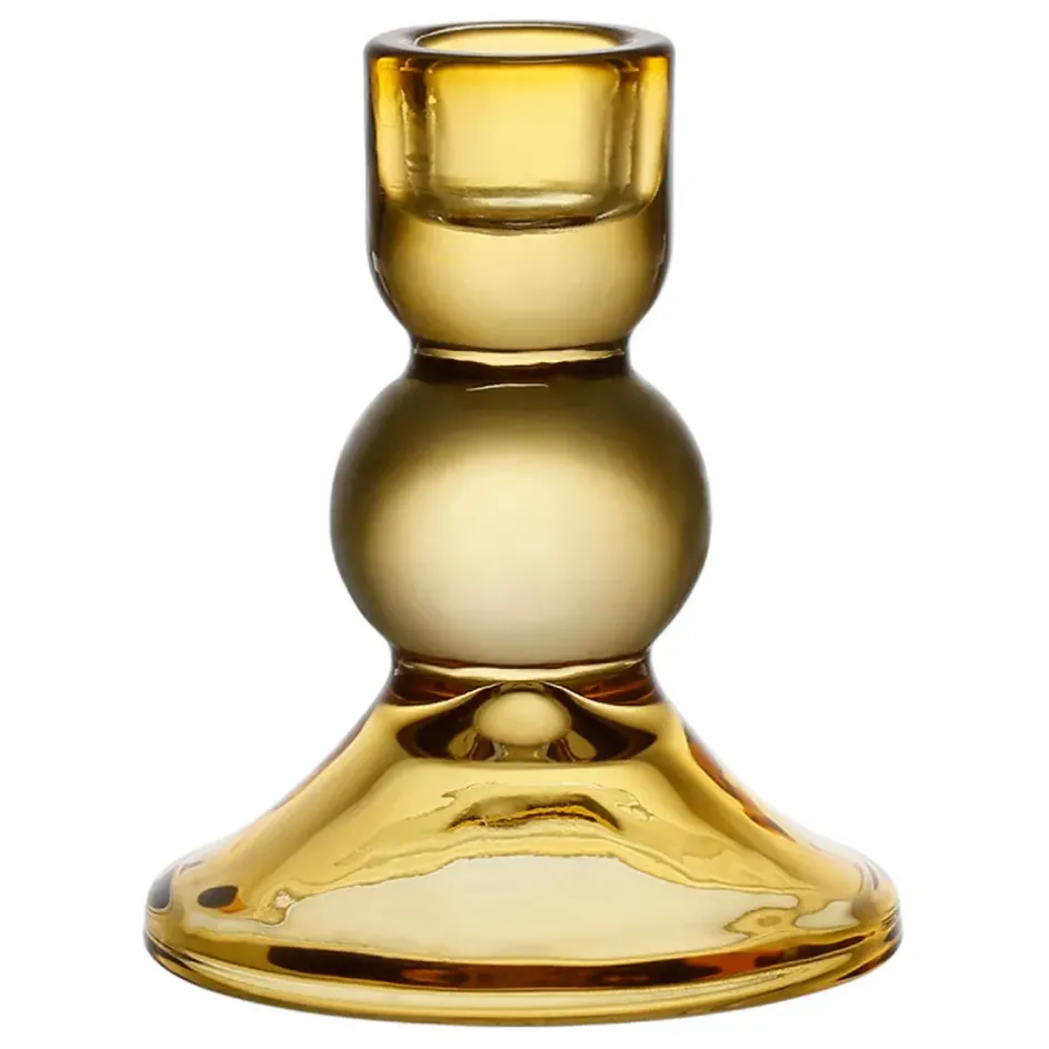 Fabrique de Styles Photophores, Bougeoirs Et Lanternes>Bougeoir en verre h10cm - Alphe Ambre