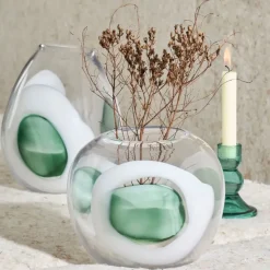 Fabrique de Styles Photophores, Bougeoirs Et Lanternes>Bougeoir en verre h10cm - Alphe Vert d'eau