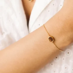 Fabrique de Styles Bougies Parfumées>Bougie Bijou Bracelet Or pierre Oreil du tigre lavande boisé 50h Marron