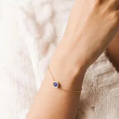 Fabrique de Styles Bougies Parfumées>Bougie Bijou Bracelet pierre Lazurite lavande boisé 50h Bleu