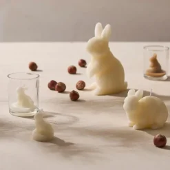 Fabrique de Styles Bougies Non Parfumées>Bougie lapin 5h - Floreal Blanc