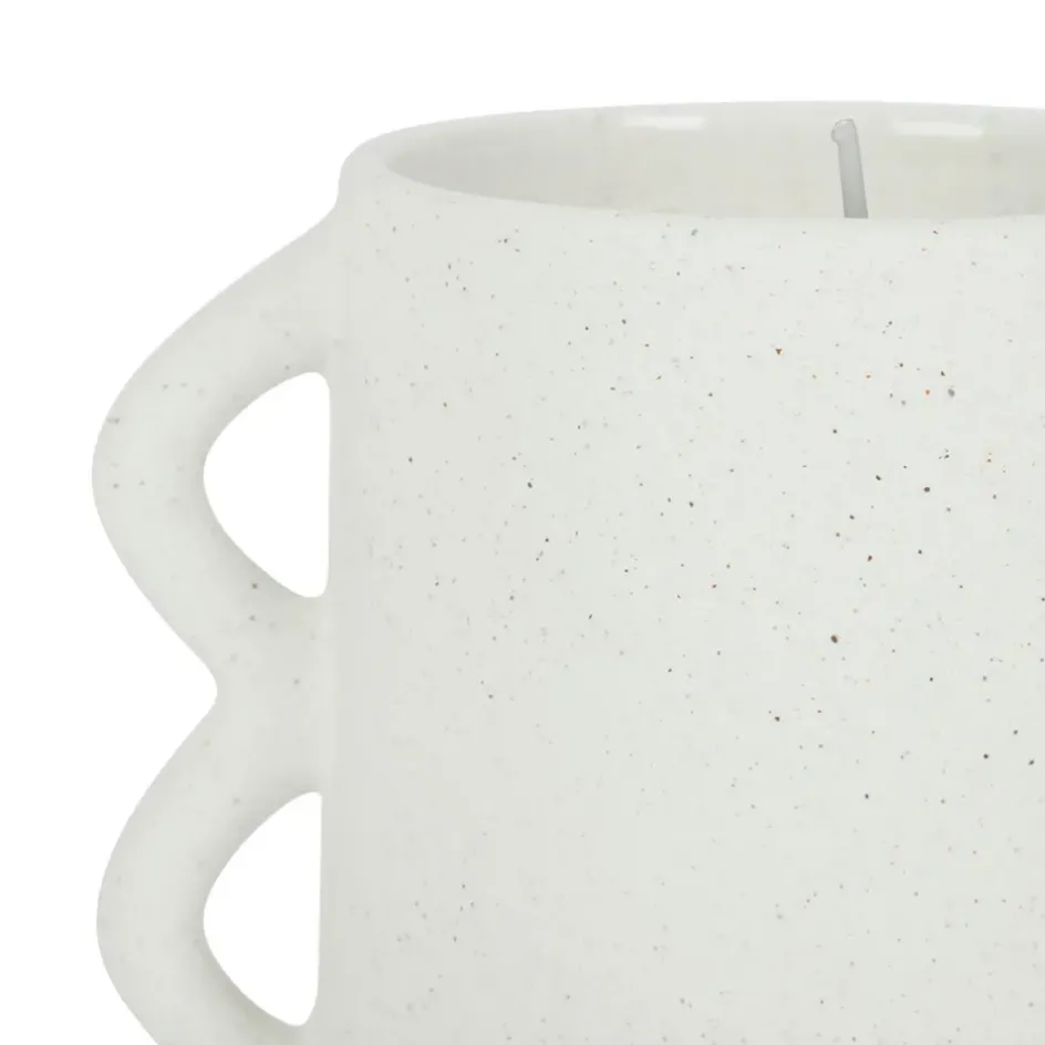 Fabrique de Styles Bougies Parfumées>Bougie senteur flora en grès Blanc cassé