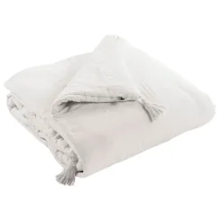 Fabrique de Styles Couvre-lits>Bout de lit chantilly en gaze de coton 90x200cm - Gaia Blanc