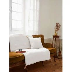 Fabrique de Styles Couvre-lits>Bout de lit en lin lavé 90x200cm - Soline Craie