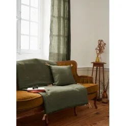 Fabrique de Styles Couvre-lits>Bout de lit en lin lavé 90x200cm - Soline Thym