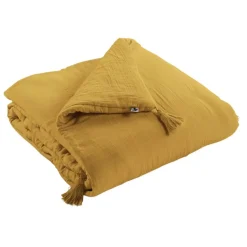 Fabrique de Styles Couvre-lits>Bout de lit en gaze de coton 90x200cm - Gaia Safran