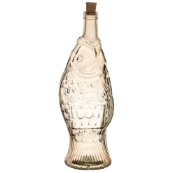 Fabrique de Styles Carafes Et Pichets>Bouteille Poisson en verre recyclé sablé rose pâle 1.1L Fumé