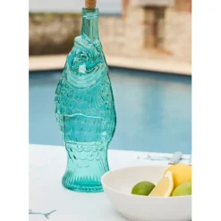 Fabrique de Styles Carafes Et Pichets>Bouteille poisson 1.1l en verre recyclé Turquoise