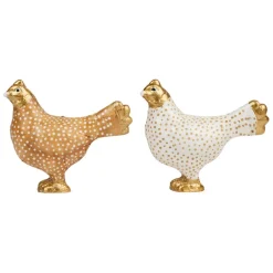 Fabrique de Styles Accessoires Et Quincaillerie>Boutons de porte poules x2 blanc et doré - Campagne Ambre