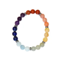Fabrique de Styles Bijoux Fantaisie>Bracelet 7 chakras mix perles rondes 8mm Multicolore