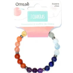 Fabrique de Styles Bijoux Fantaisie>Bracelet 7 chakras mix perles rondes 8mm Multicolore