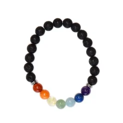 Fabrique de Styles Bijoux Fantaisie>Bracelet 7 chakras pierre de lave perles rondes 8mm Multicolore