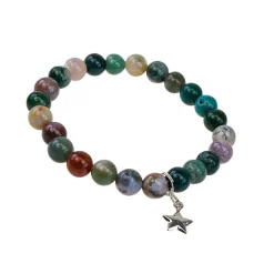 Fabrique de Styles Bijoux Fantaisie>Bracelet agate perles rondes 8mm et étoile Multicolore