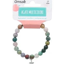 Fabrique de Styles Bijoux Fantaisie>Bracelet agate perles rondes 8mm et étoile Multicolore