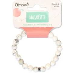 Fabrique de Styles Bijoux Fantaisie>Bracelet magnésite perles rondes 8mm Blanc