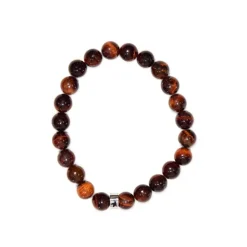 Fabrique de Styles Bijoux Fantaisie>Bracelet oeil de taureau perles rondes 8mm Marron