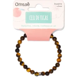 Fabrique de Styles Bijoux Fantaisie>Bracelet oeil de tigre perles rondes 6mm Marron