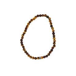 Fabrique de Styles Bijoux Fantaisie>Bracelet oeil de tigre perles rondes 4mm Marron