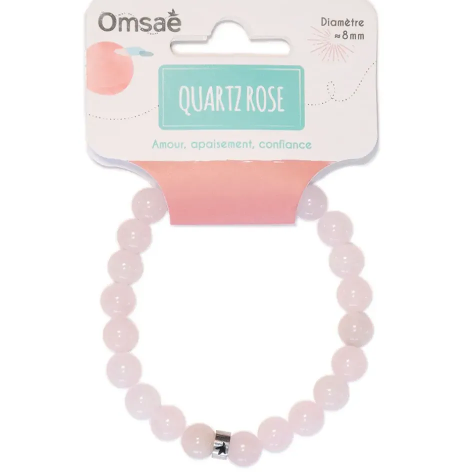 Fabrique de Styles Bijoux Fantaisie>Bracelet quartz perles rondes 8mm Rose