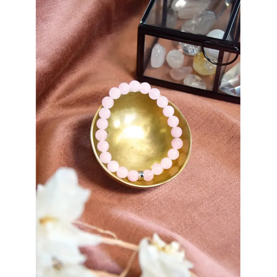 Fabrique de Styles Bijoux Fantaisie>Bracelet quartz perles rondes 8mm Rose