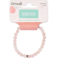 Fabrique de Styles Bijoux Fantaisie>Bracelet quartz perles rondes 6mm Rose