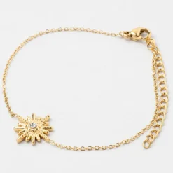 Fabrique de Styles Bijoux Fantaisie>Bracelet soleil l15+5cm acier inoxydable+strass Doré