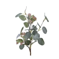 Fabrique de Styles Fleurs Et Plantes Artificielles>Branche d'eucalyptus en plastique paillettes givré h50cm Vert