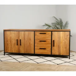 Fabrique de Styles Buffets Et Vitrines>Buffet enfilade en teck massif 3 portes L195cm - Alix Naturel