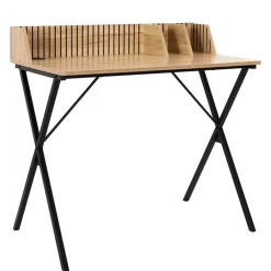 Fabrique de Styles Bureaux>Bureau en bois naturel et fer noir - Kara Naturel, Noir