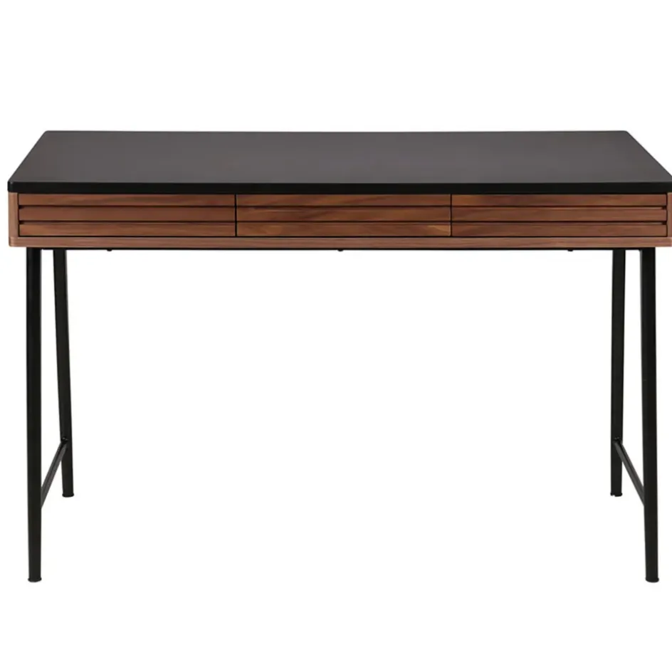 Fabrique de Styles Bureaux>Bureau en noyer et métal noir - Nuna Marron
