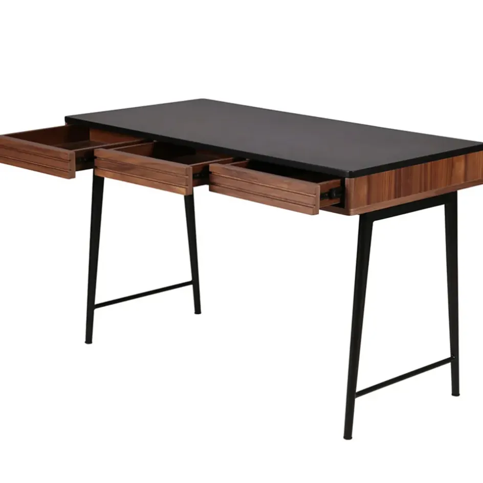 Fabrique de Styles Bureaux>Bureau en noyer et métal noir - Nuna Marron