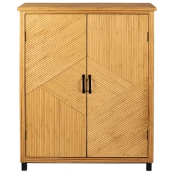Fabrique de Styles Buffets Et Vitrines>Cabinet 2 portes en bambou et sapin 80x40xh99.5cm - Saori Naturel