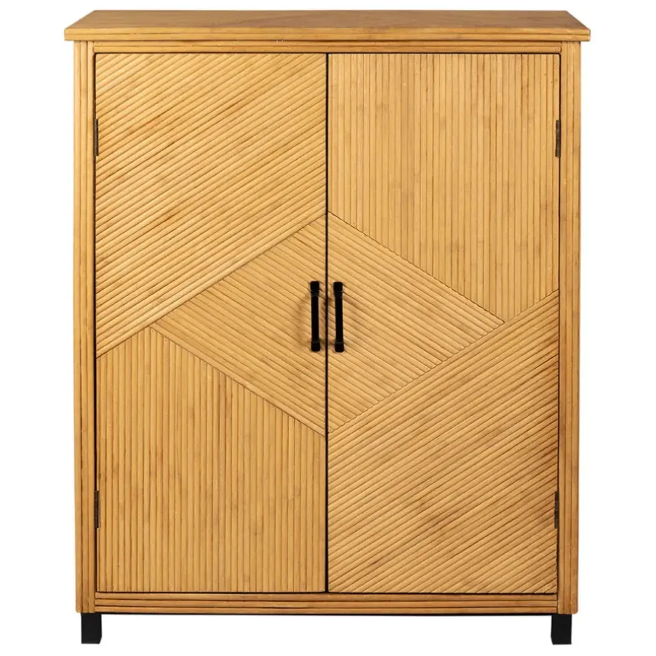 Fabrique de Styles Buffets Et Vitrines>Cabinet 2 portes en bambou et sapin 80x40xh99.5cm - Saori Naturel