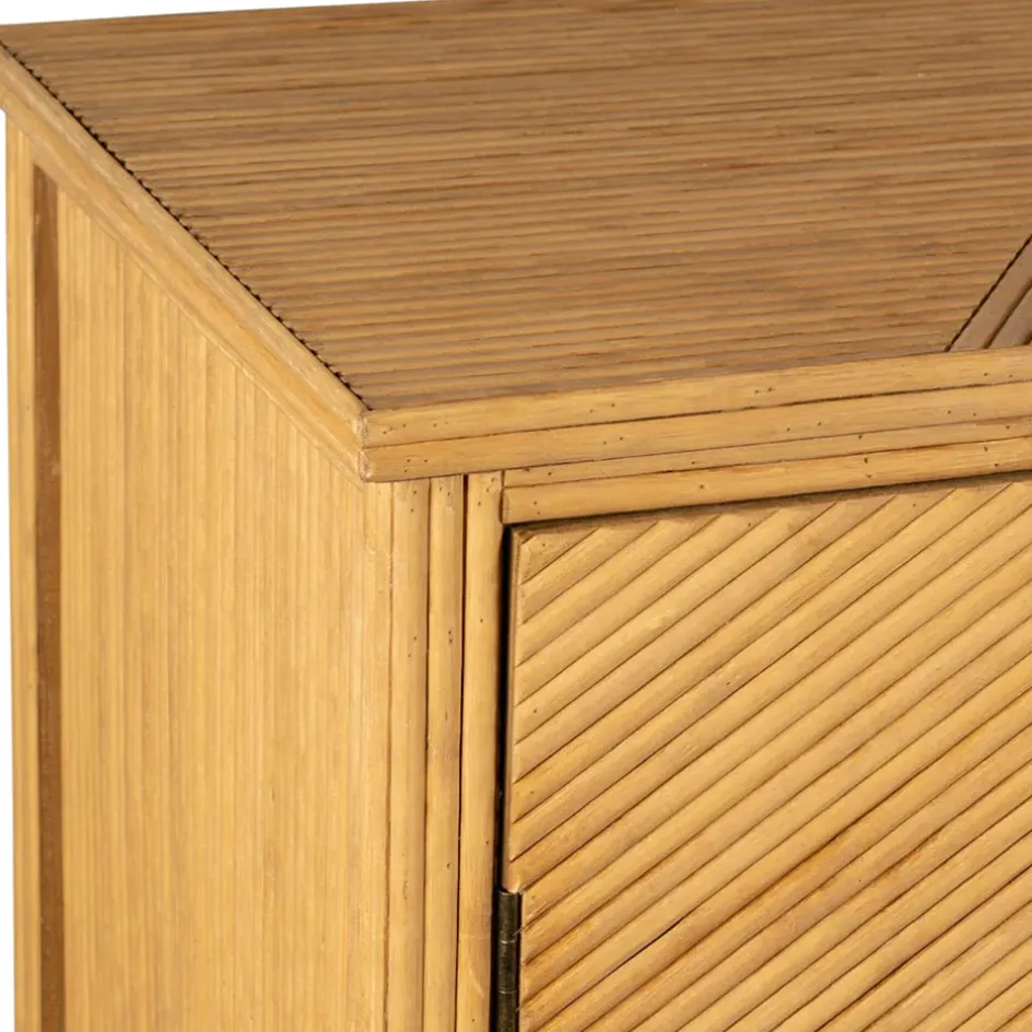 Fabrique de Styles Buffets Et Vitrines>Cabinet 2 portes en bambou et sapin 80x40xh99.5cm - Saori Naturel