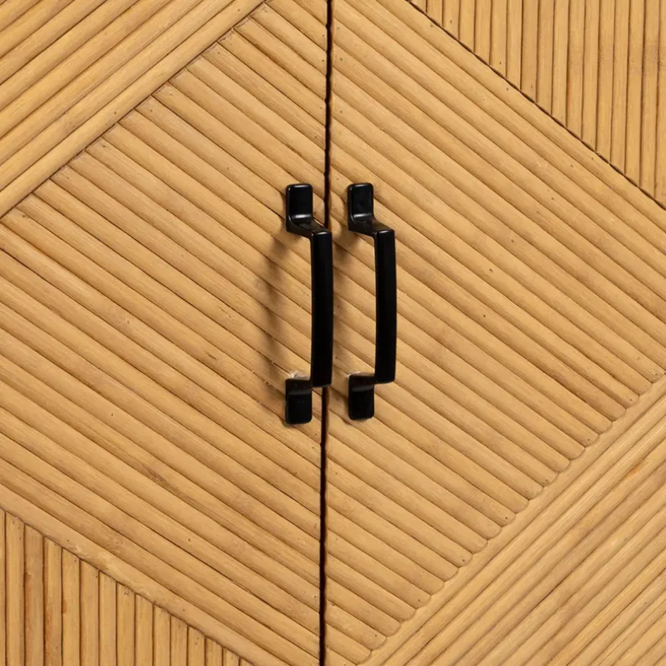 Fabrique de Styles Buffets Et Vitrines>Cabinet 2 portes en bambou et sapin 80x40xh99.5cm - Saori Naturel