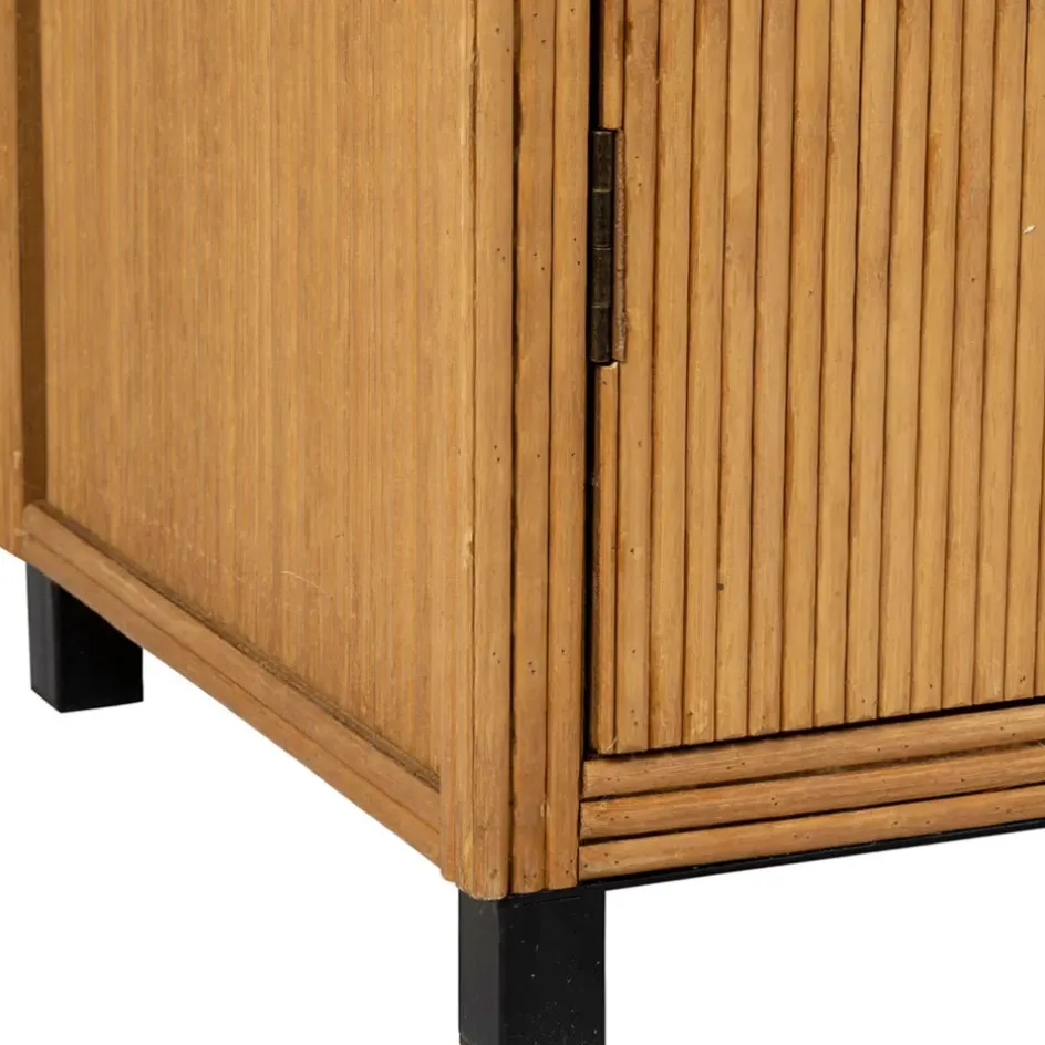 Fabrique de Styles Buffets Et Vitrines>Cabinet 2 portes en bambou et sapin 80x40xh99.5cm - Saori Naturel