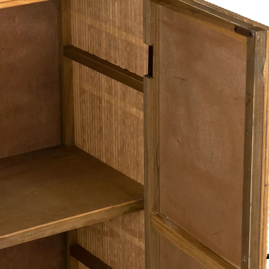 Fabrique de Styles Buffets Et Vitrines>Cabinet 2 portes en bambou et sapin 80x40xh99.5cm - Saori Naturel