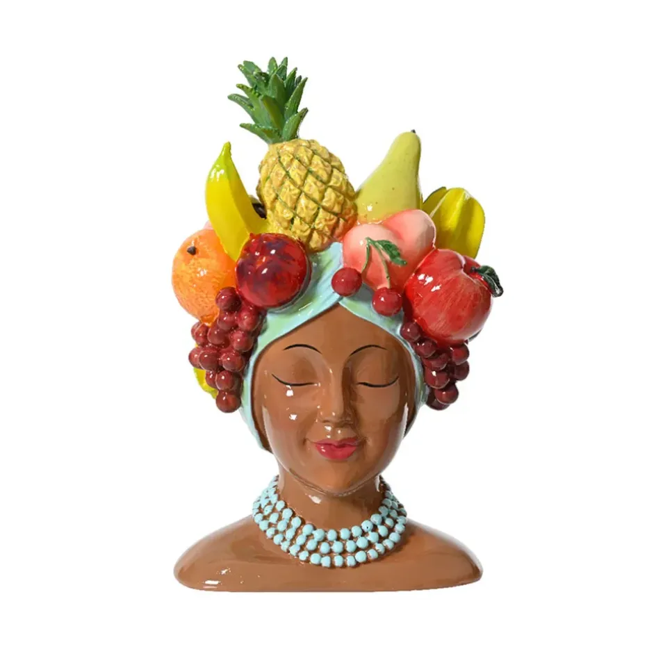 Fabrique de Styles Cache-pots Et Supports>Cache pot femme fruits h23cm Multicolore