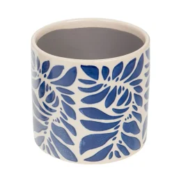 Fabrique de Styles Cache-pots Et Supports>Cache-pot en céramique et blanc H14cm - Rhodes Bleu