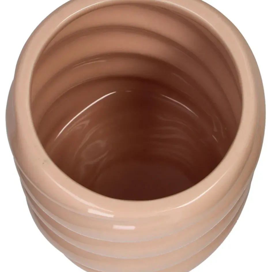 Fabrique de Styles Cache-pots Et Supports>Cache-pot torsadé en grès rose d14cm Pêche