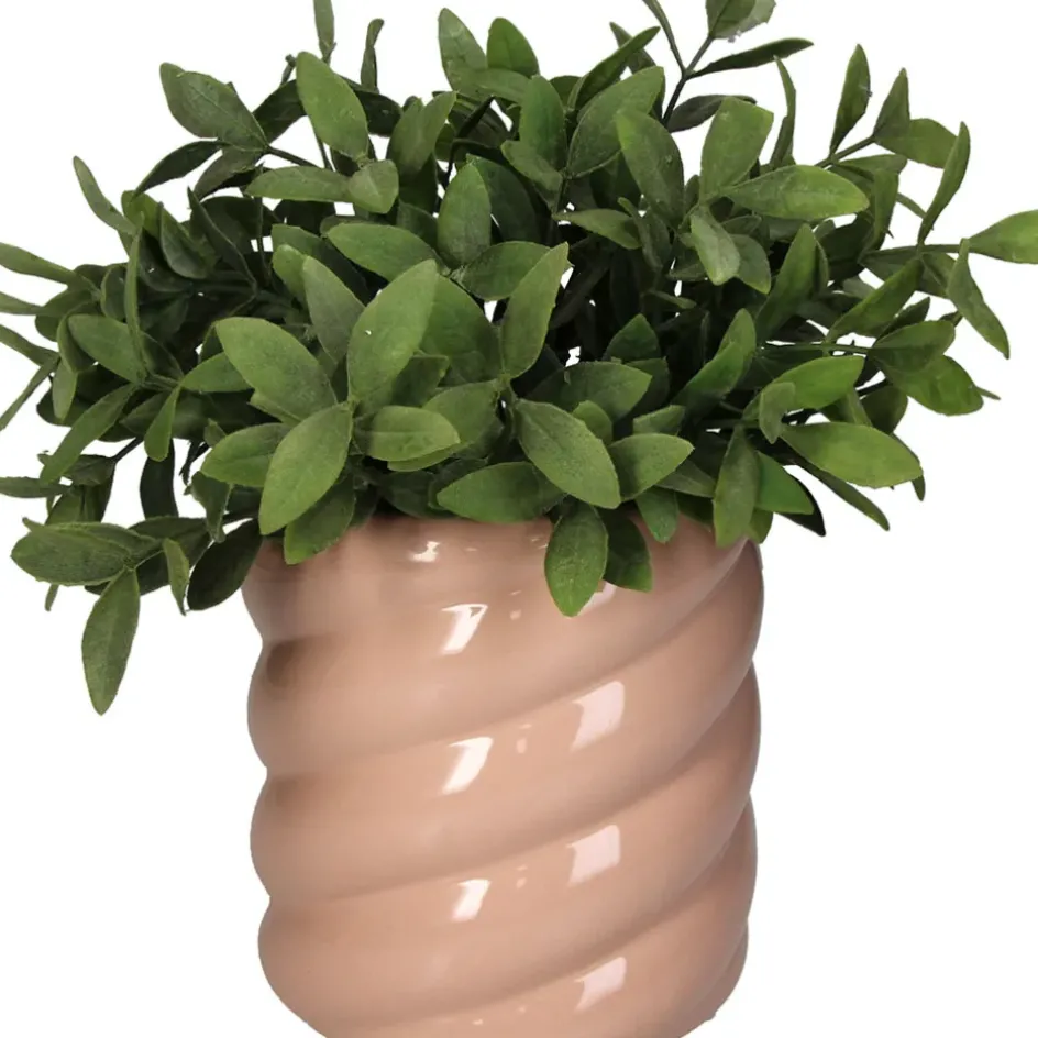 Fabrique de Styles Cache-pots Et Supports>Cache-pot torsadé en grès rose d14cm Pêche