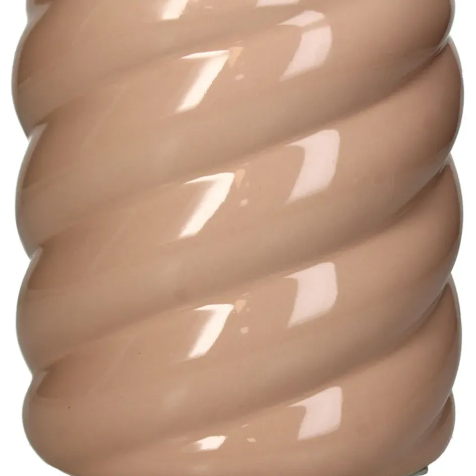 Fabrique de Styles Cache-pots Et Supports>Cache-pot torsadé en grès rose d14cm Pêche