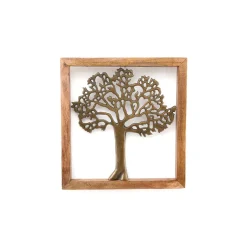 Fabrique de Styles Déco À Suspendre Et Adhésive>Cadre arbre de vie laiton et bois de manguier 37x37cm Cuivre