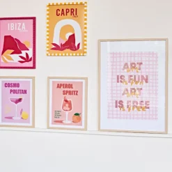 Fabrique de Styles Cadres Déco Et Affiches>Cadre avec affiche "Art is Fun Art is Free" en chêne clair 50x70cm - Lario Multicolore