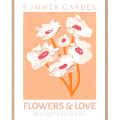 Fabrique de Styles Cadres Déco Et Affiches>Cadre avec affiche "Flowers and love" chêne clair 50x70cm - Lario Orange