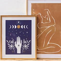 Fabrique de Styles Cadres Déco Et Affiches>Cadre deco encadré main visionn bleu et doré 42x52cm Bleu, Doré