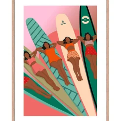 Fabrique de Styles Cadres Déco Et Affiches>Cadre image graphic surf woman 50x70cm lario chêne Multicolore