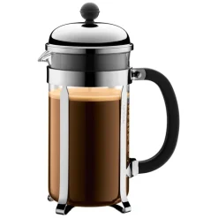 Fabrique de Styles Théières Et Cafetières>Cafetière à piston en verre borosilicate et inox 1l - Chambord Argenté
